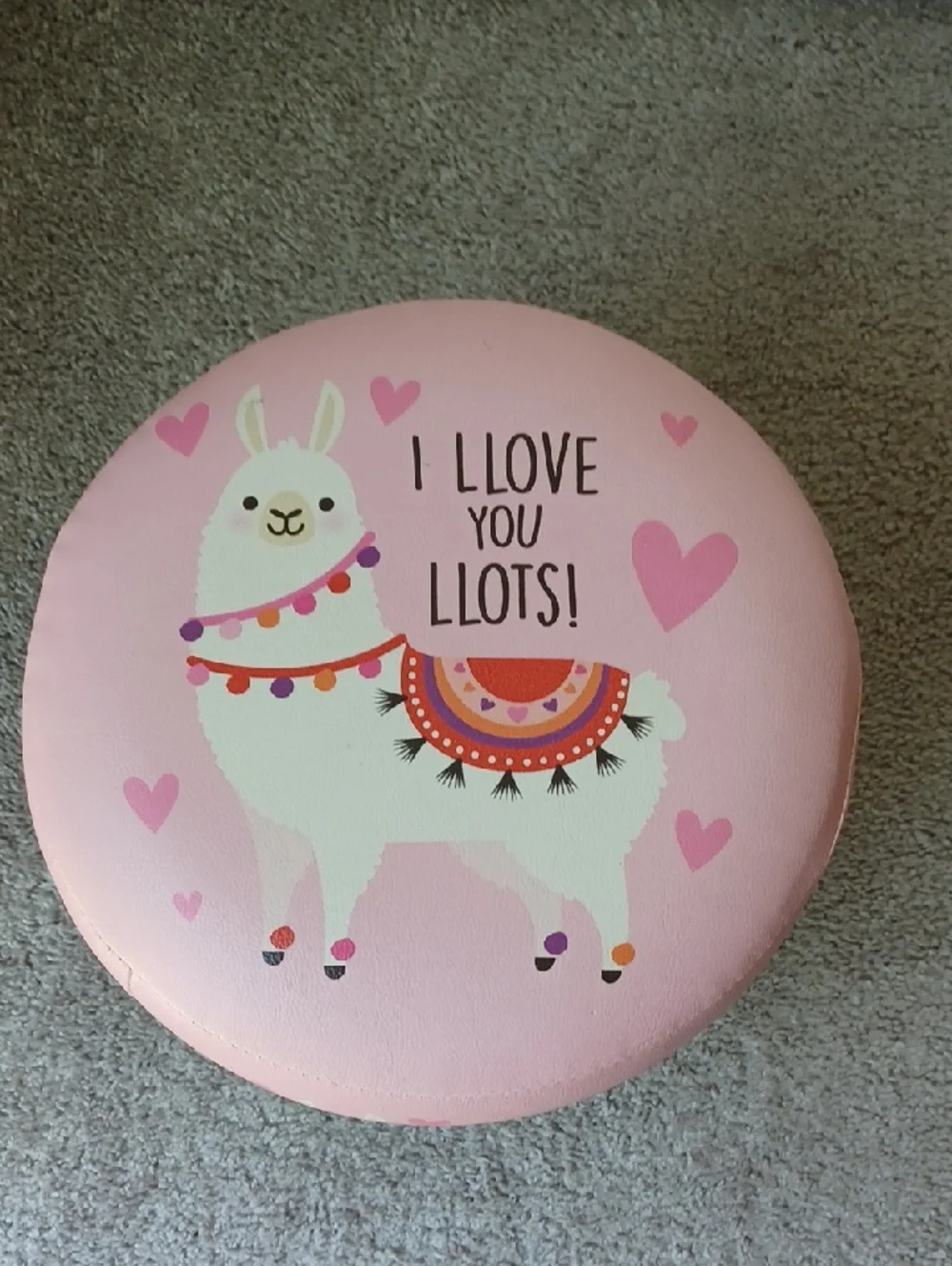 Pink Llama Cute Upholstered Footstool